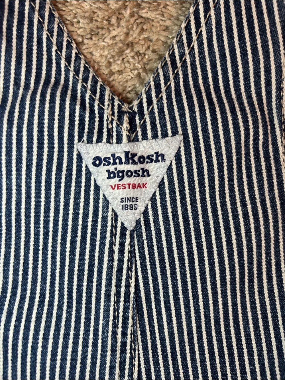 Vintage OshKosh B'gosh Hickory Stripe Vestbak Denim Overalls - Size 18 Months